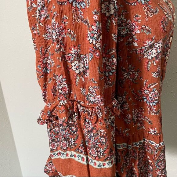 American Eagle Floral Boho Peasant Hi Lo Flowy Blouse Women's Size Small - Picture 14 of 16
